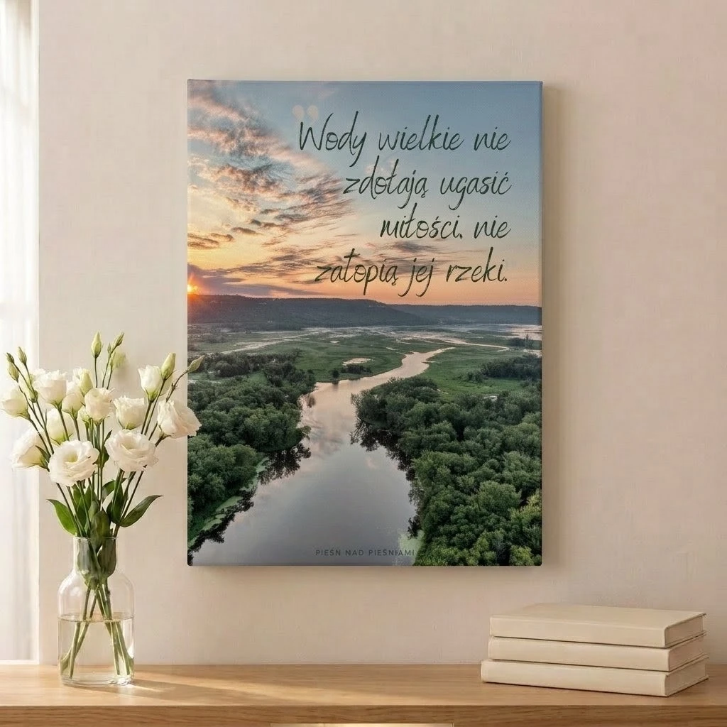 Plakat biblijny Pieśń nad Pieśniami – "Wody wielkie..."